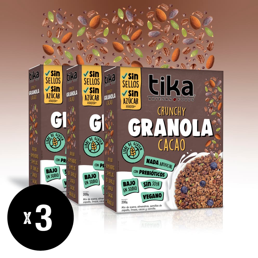 Pack 3 Tika Granola Crunchy Cacao 200g