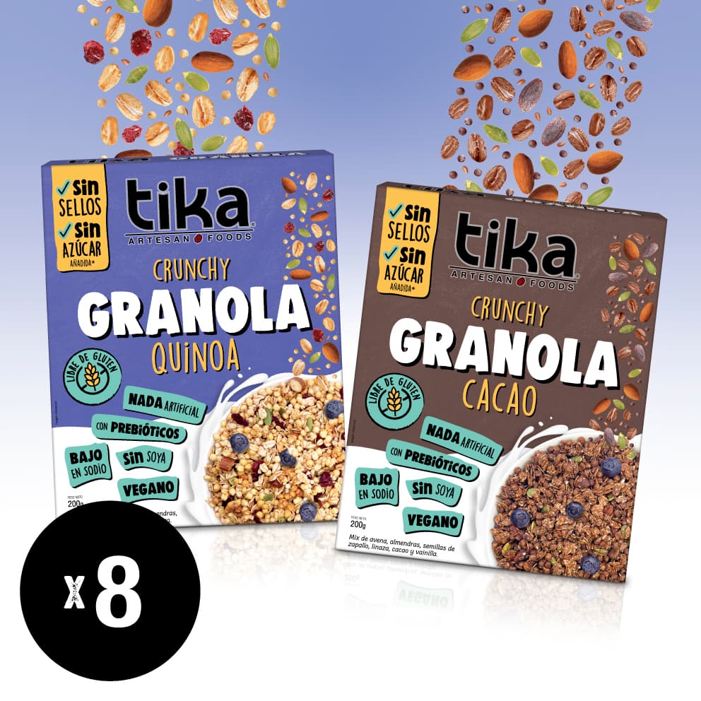 Pack 8 Tika Granola Crunchy Duo 200g