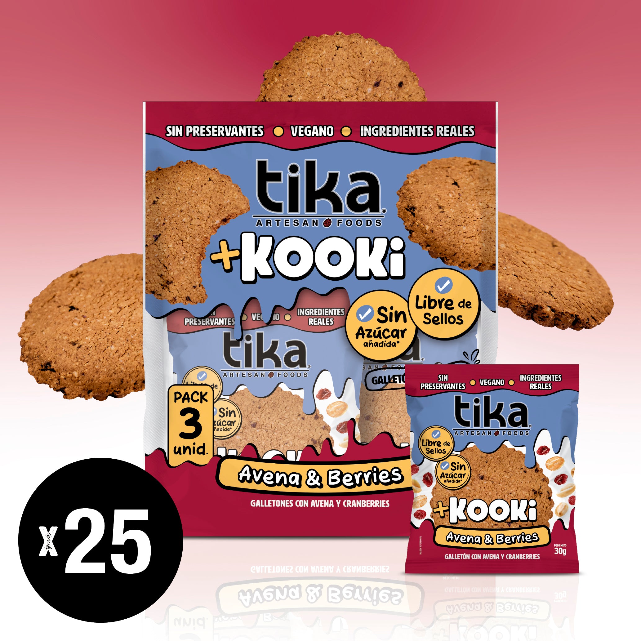 Pack 75 Galletones Tika Kooki Avena & Berries