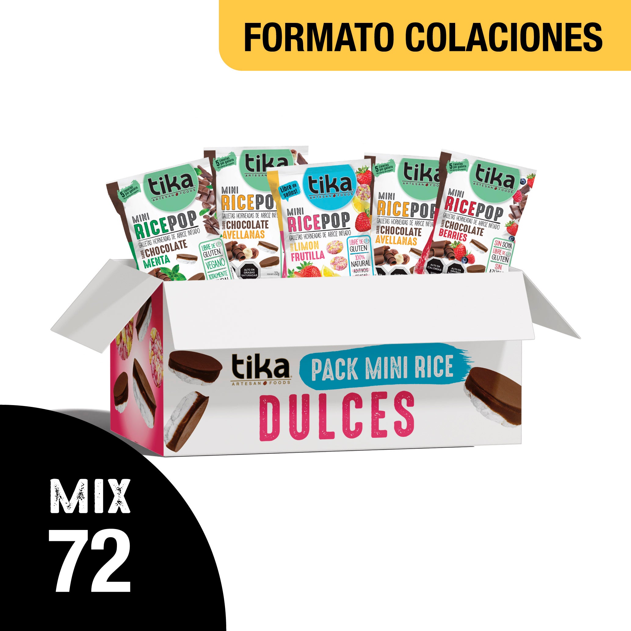 Pack 72 Tika Mini Rice Pop Dulces