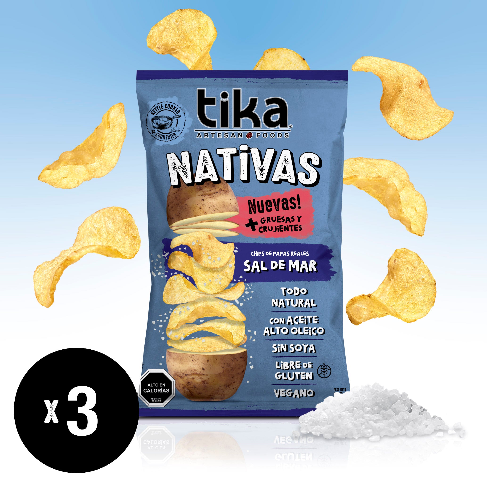Tika Nativas Sal de Mar 150g x 3 Unidades