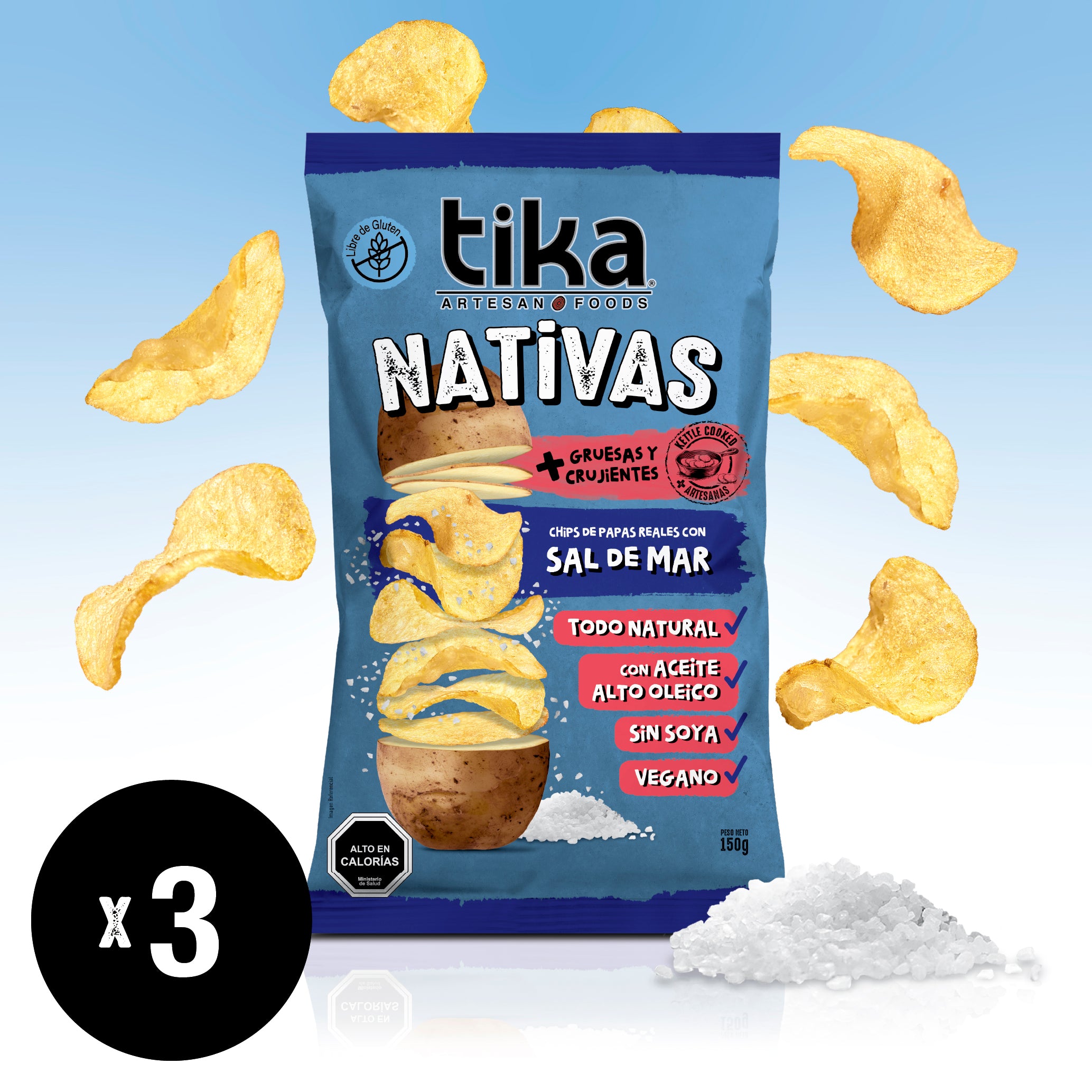 Tika Nativas Sal de Mar 150g x 3 Unidades