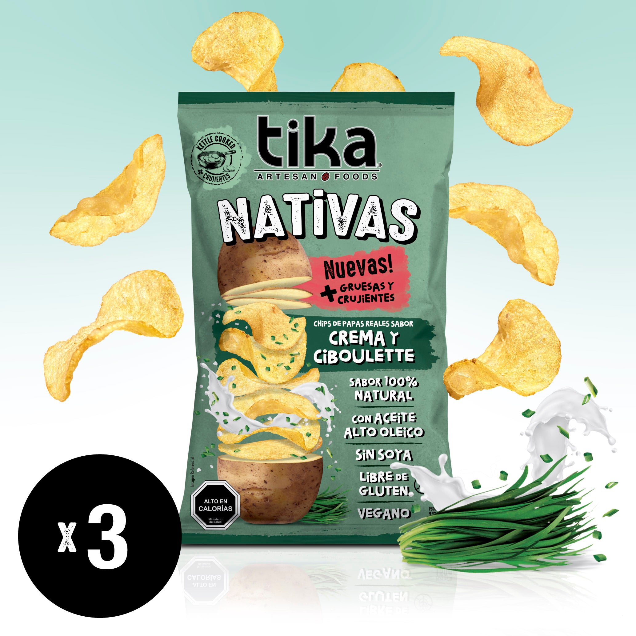 Tika Nativas Crema & Ciboulette 150g x 3 Unidades
