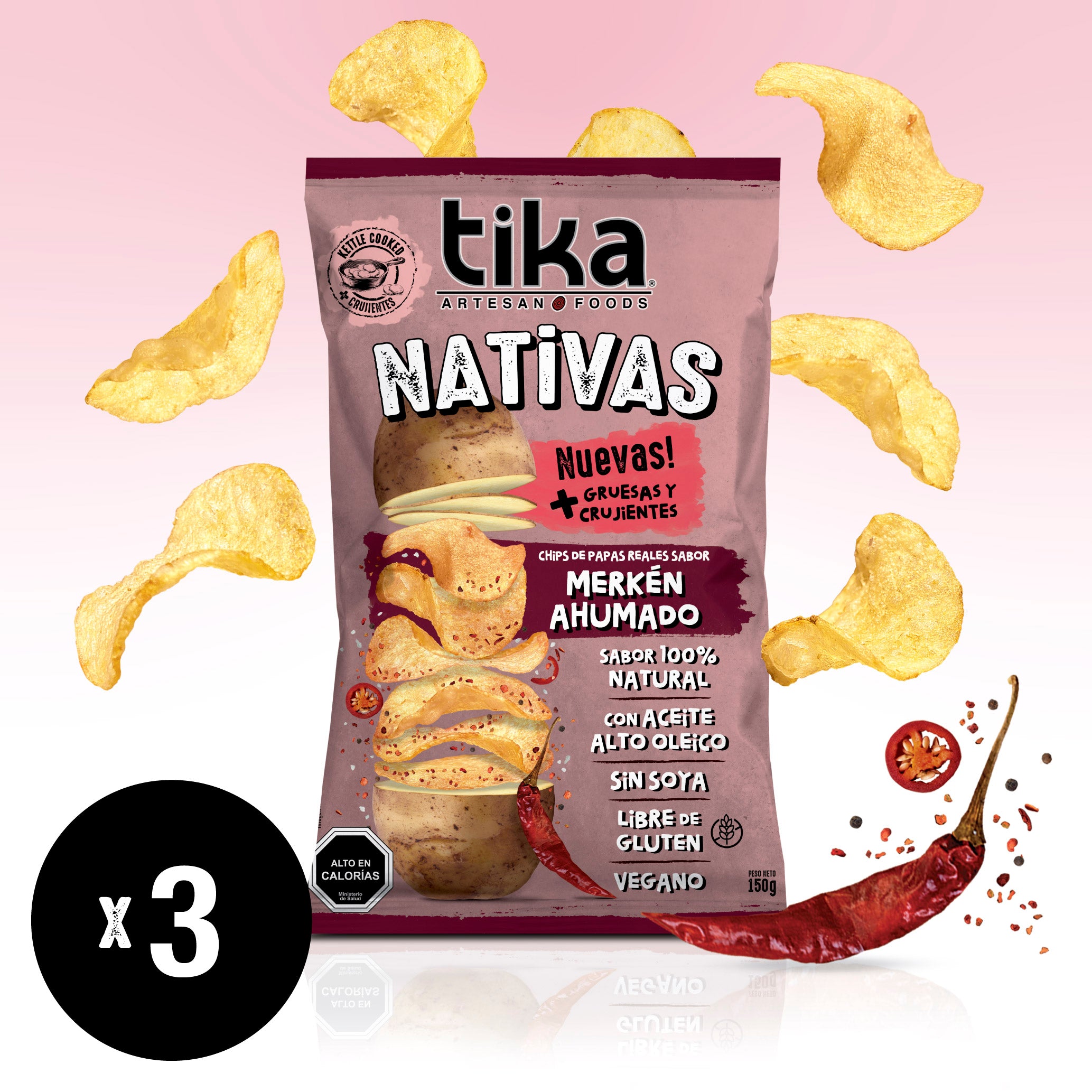 Tika Nativas Merkén Ahumado 150g x 3 Unidades