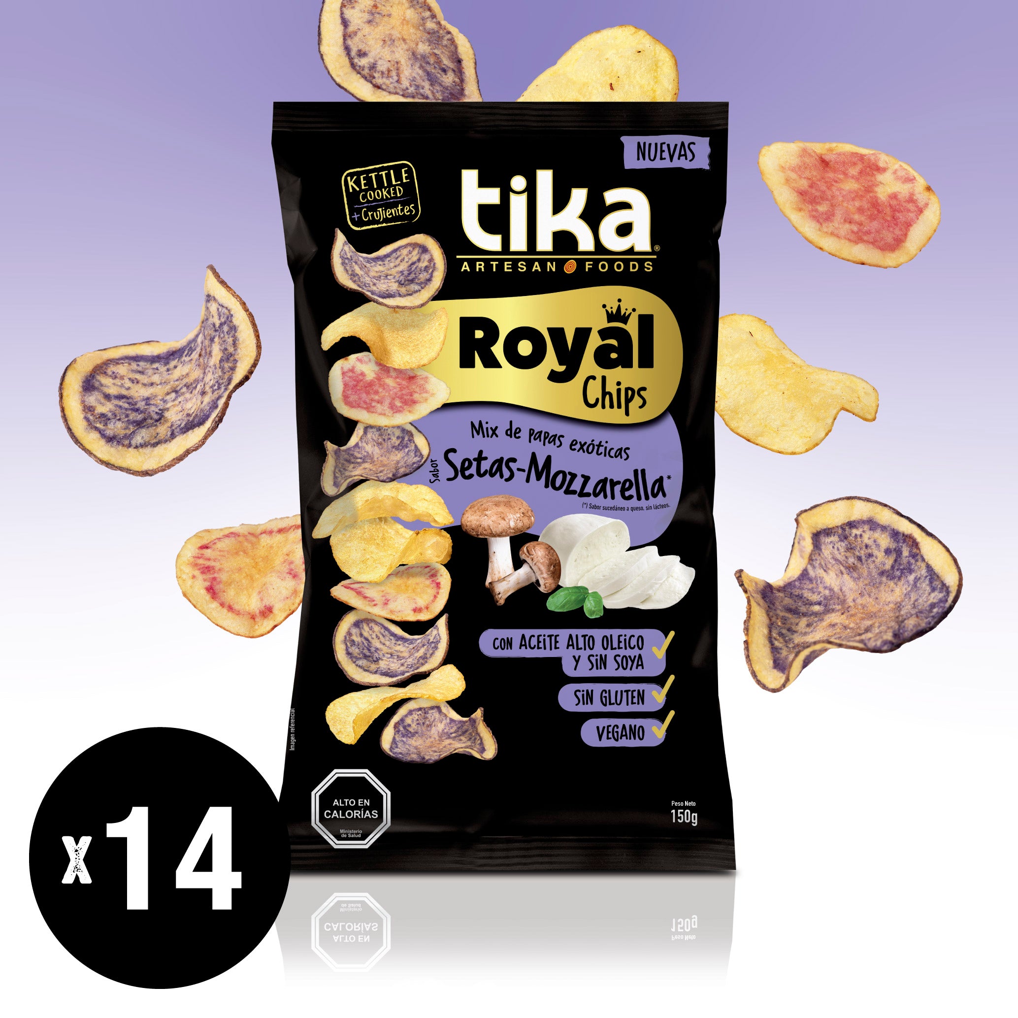 Pack 14 Tika Royal Chips Setas-Mozarella 150g