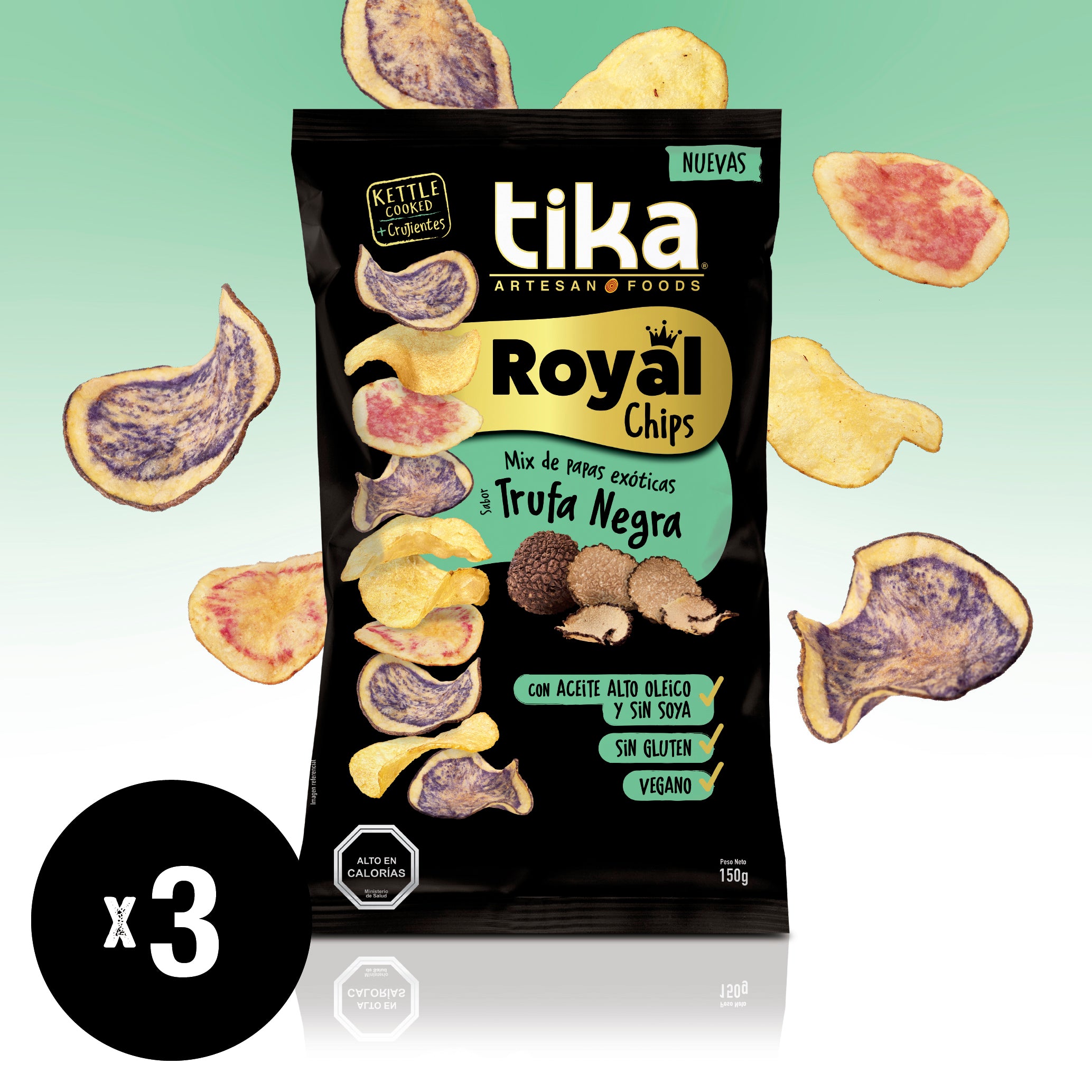 Tika Royal Chips Trufa Negra 150g x 3 Unidades