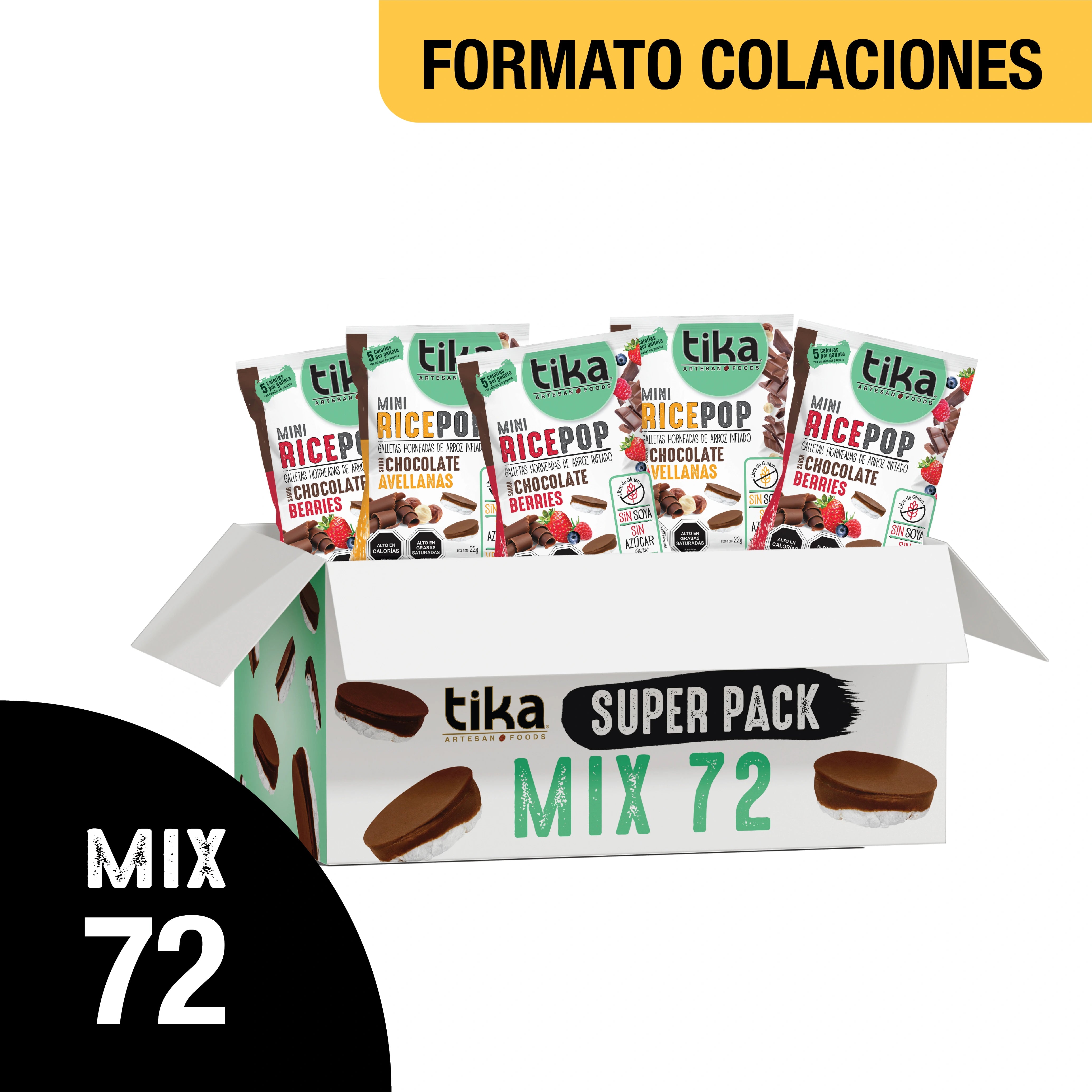 Pack Mini Rice Pop Chocolate Avellana & Berries - 72 Colaciones