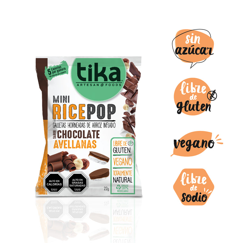 Tika Mini Rice Pop Chocolate Avellanas 22g