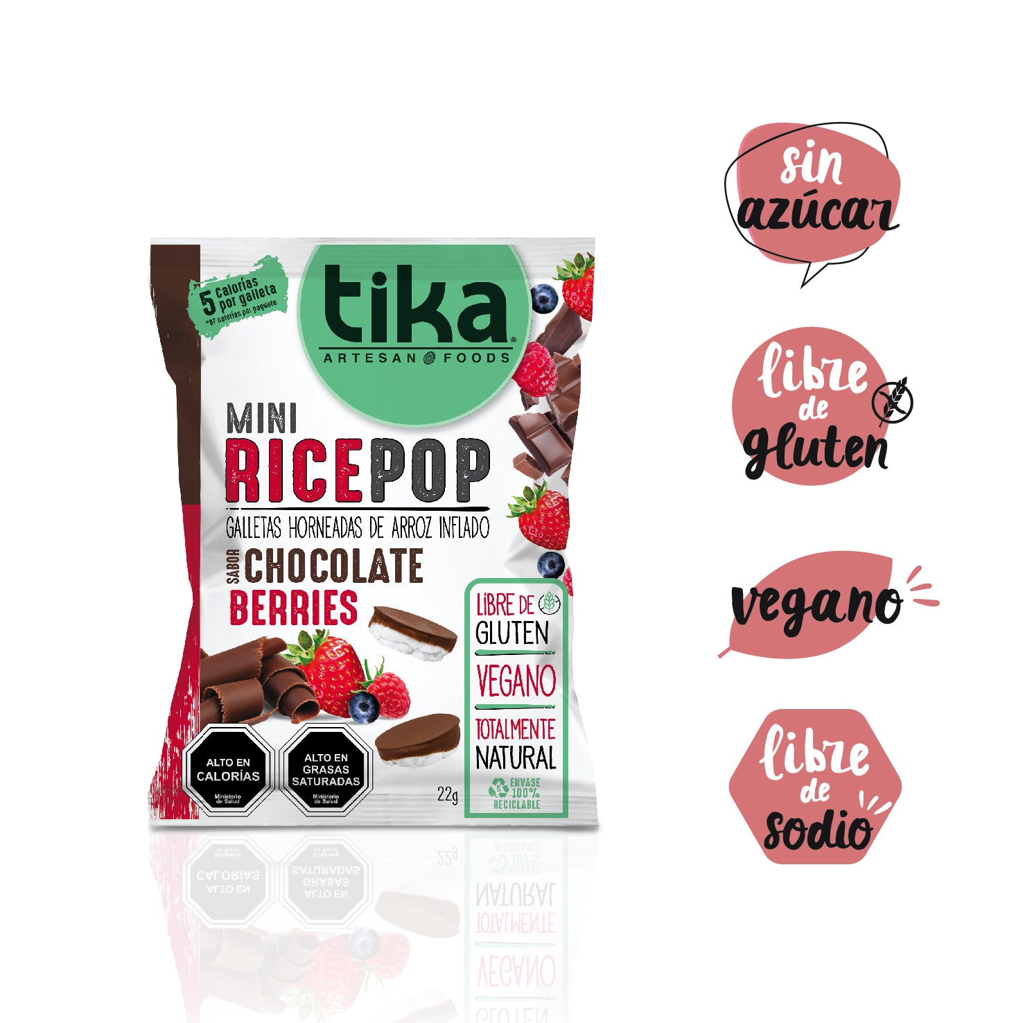Tika Mini Rice Pop Chocolate Berries 22g x 36 unidades