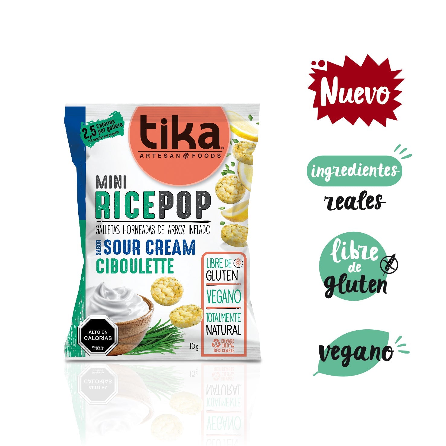 Tika Mini Rice Pop Sour Cream Ciboulette 15g x 18 unidades