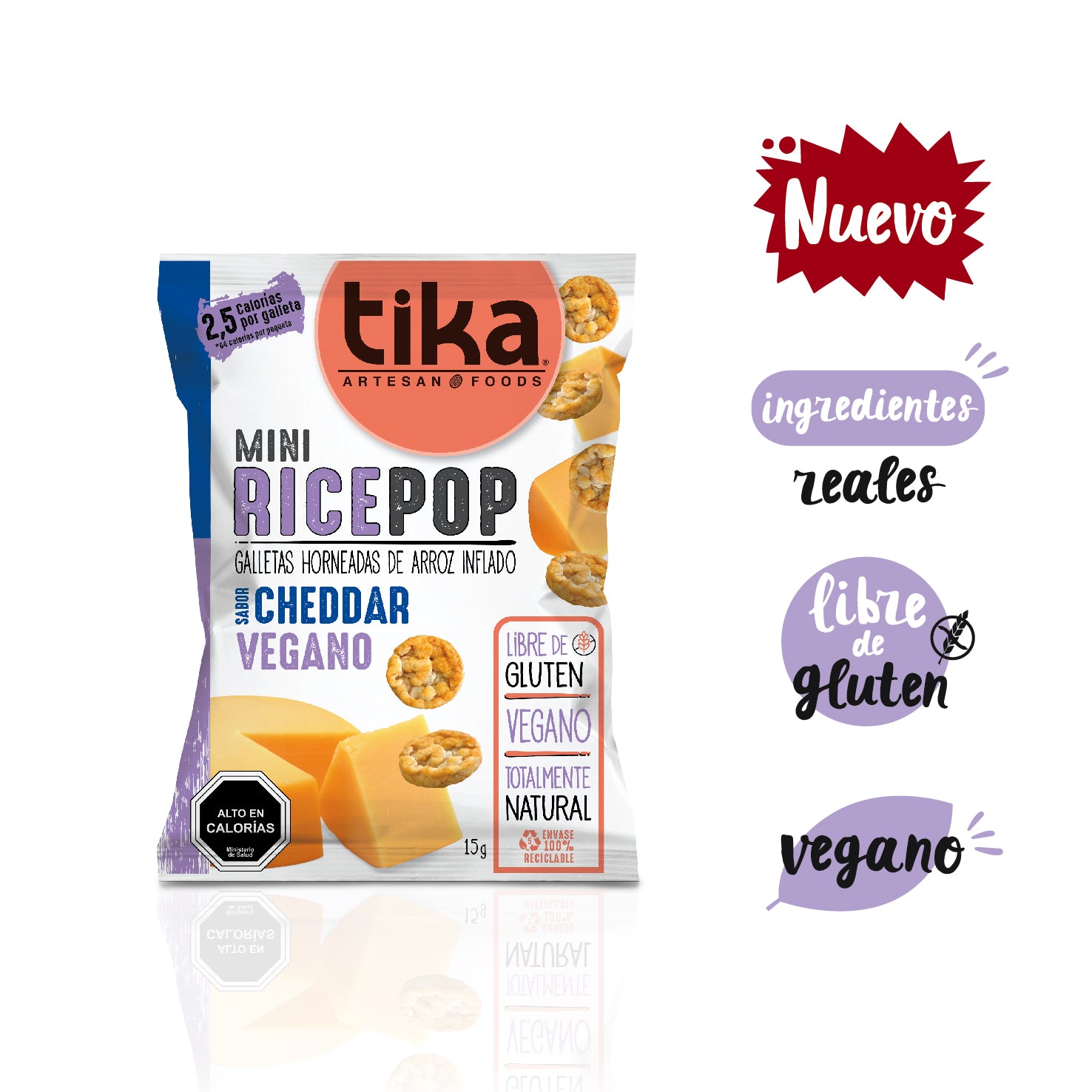 Tika Mini Rice Pop Cheddar Vegano 15g x 18 unidades