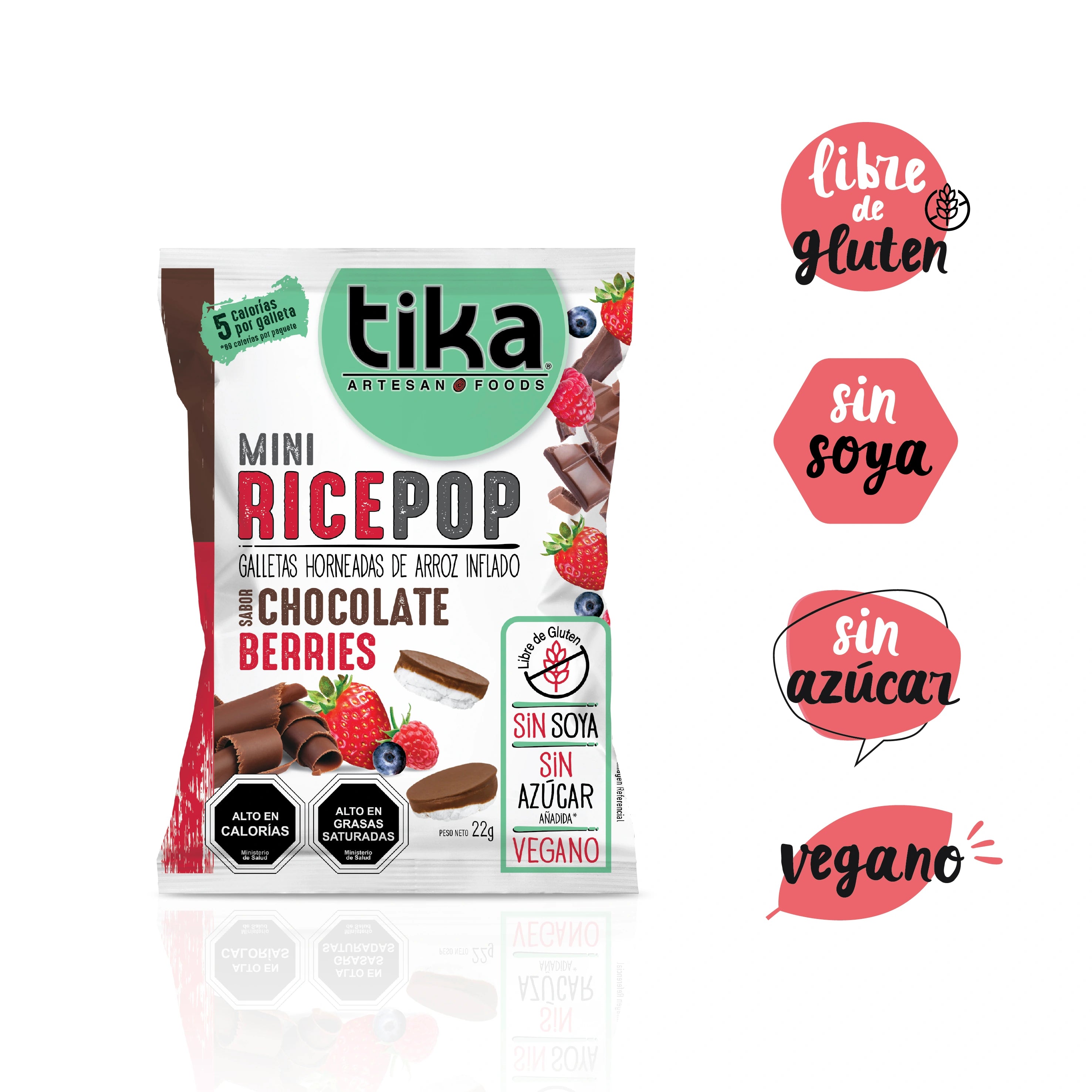 Tika Mini Rice Pop Chocolate Berries 22g x 36 Colaciones