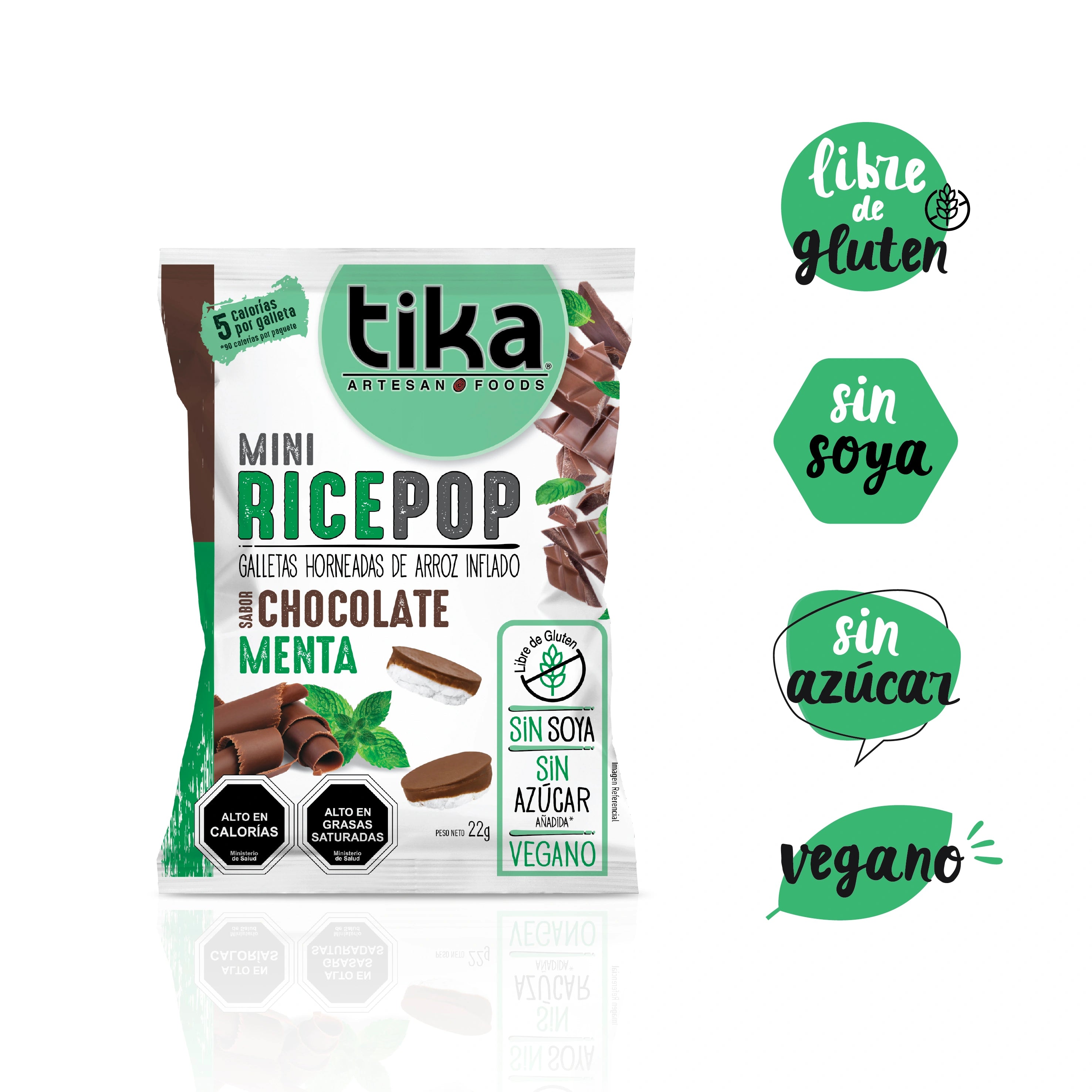 Tika Mini Rice Pop Chocolate Menta 22g x 36 Colaciones