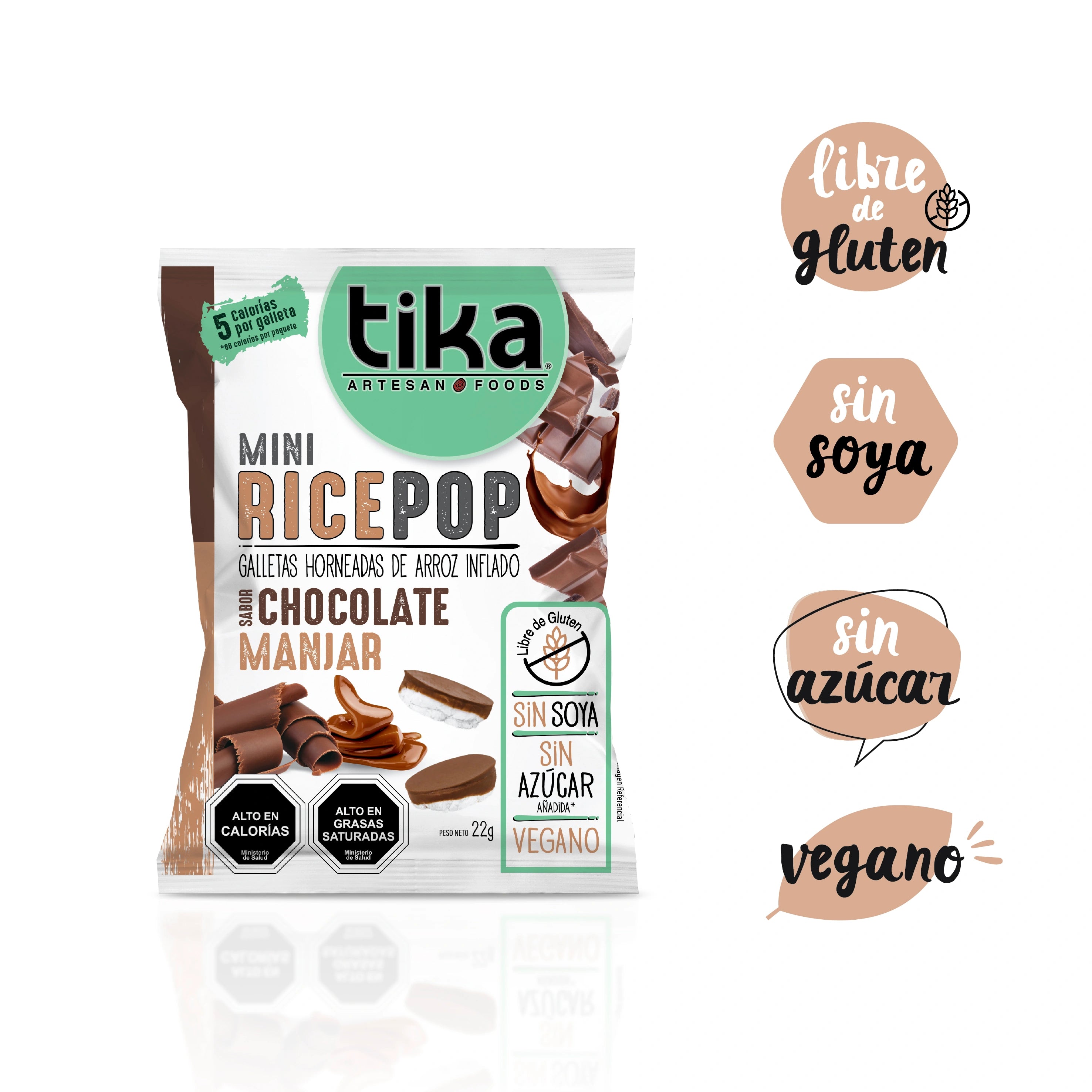 Tika Mini Rice Pop Chocolate Manjar 22g x 36 Colaciones