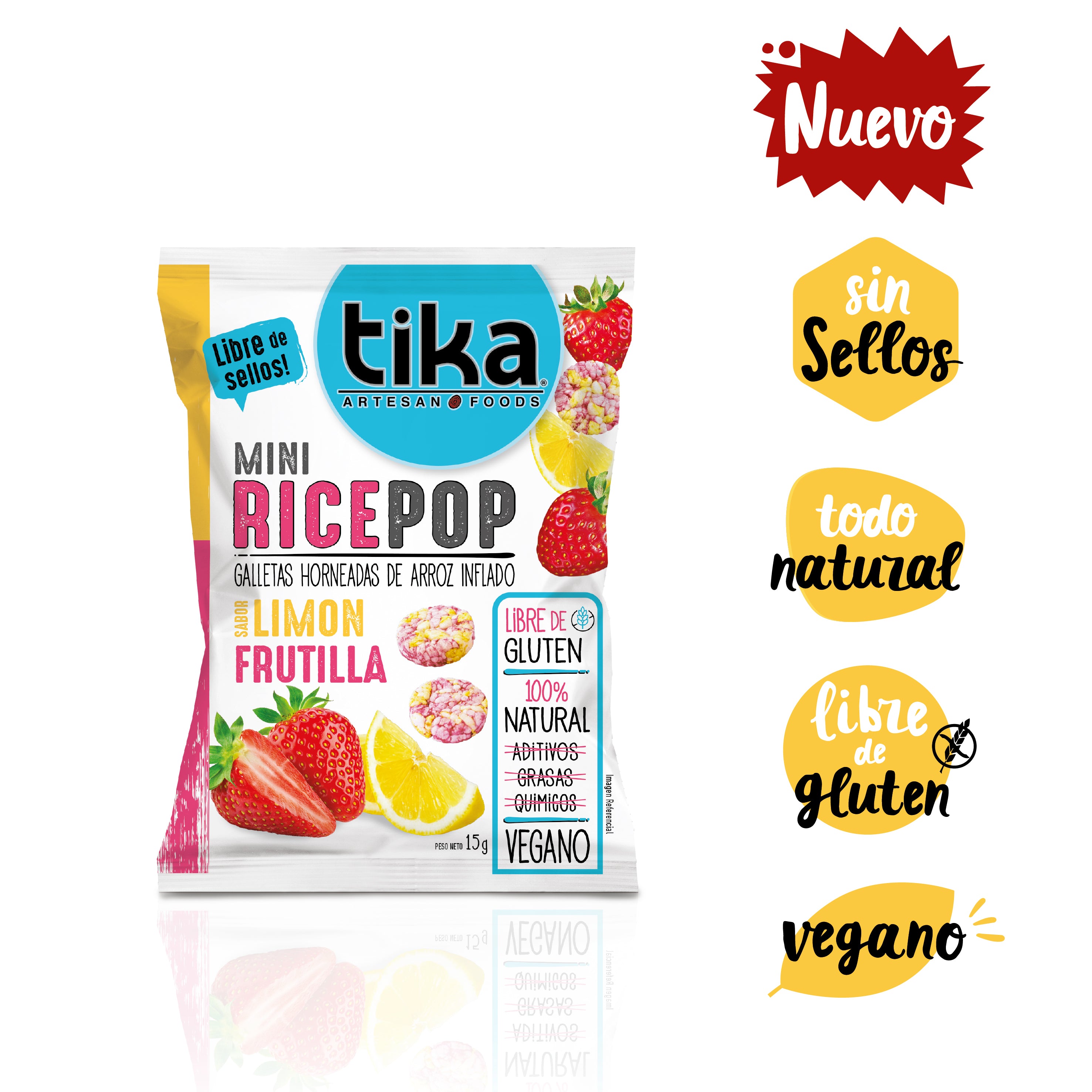 Tika Mini Rice Pop Limón Frutilla 15g x 36 unidades