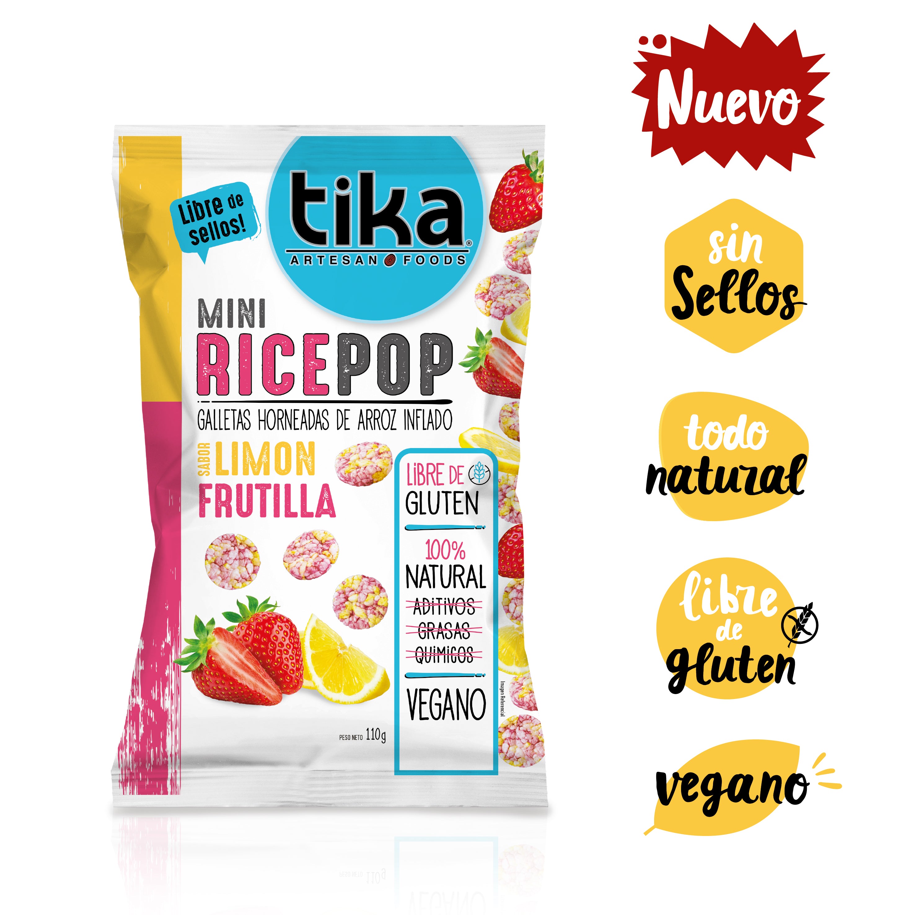 Tika Mini Rice Pop Limón Frutilla 110g