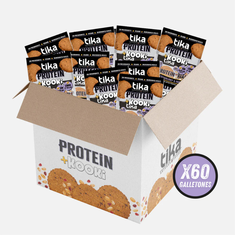 31% DCTO - Caja 60 Galletones Tika Kooki Protein Cranberry & Maní