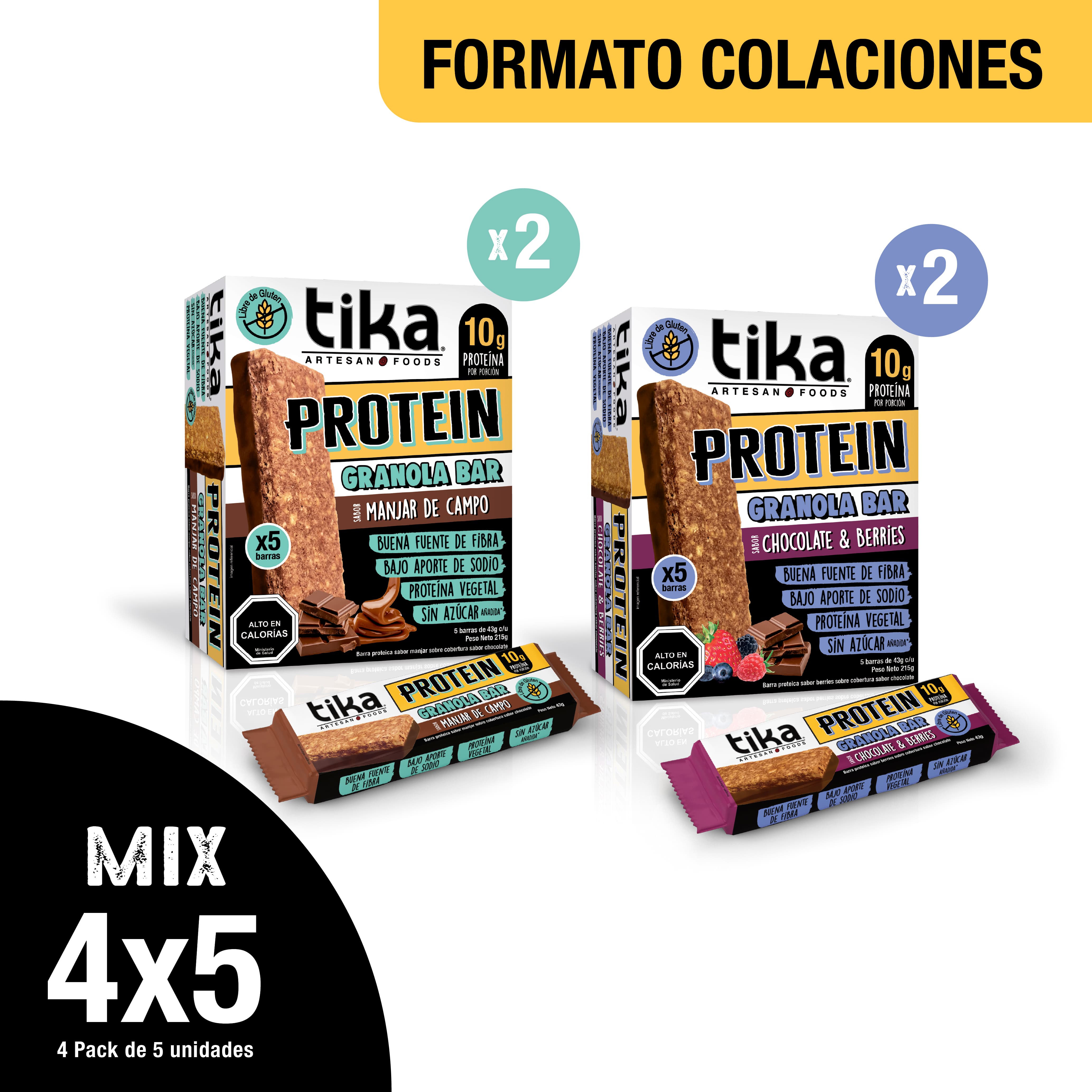 Pack [4x5] Tika Barritas Duo Sabor - 20 Colaciones