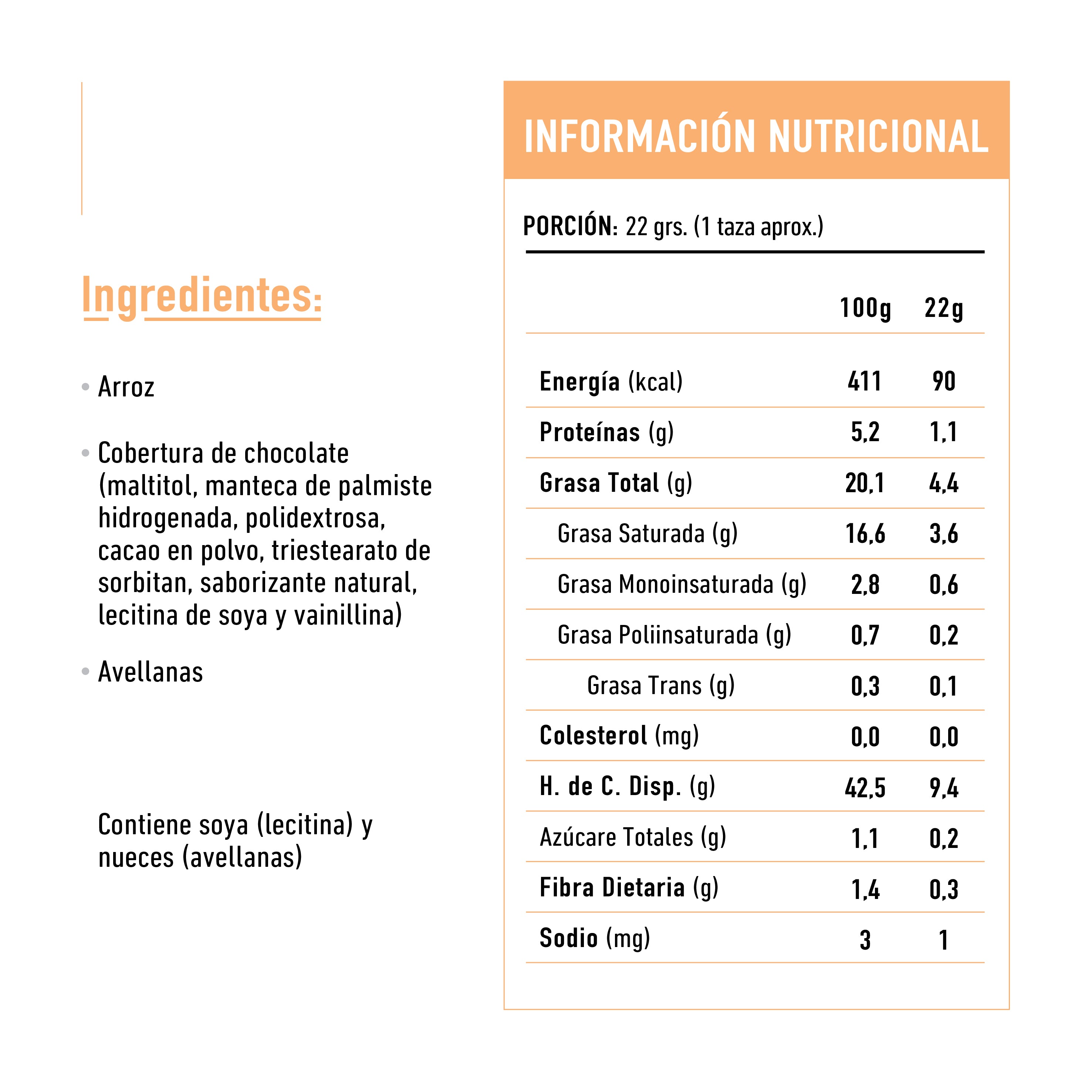 Tika Mini Rice Pop Chocolate Avellanas 22g x 36 unidades